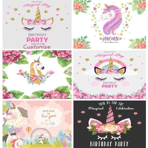 SHENGYONGBAO Unicorn Birthday Photography Backdrops Newborn Baby Portrait Photo Background Studio Photocalls Props 21519 HT-03