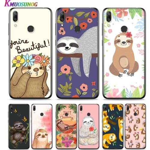 Grey Sloths And Flowers For Huawei P Smart 2021 2020 Z S Mate 40 RS 30 20 20X 10 Pro Plus Lite 2019 Silicone Phone Case