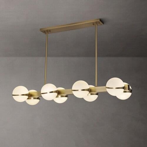 Postmodern glass chandelier villa living room dining room all copper light luxury chandelier