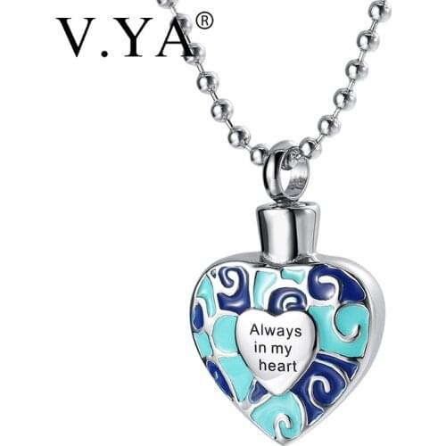 V.YA Always in my heart titanium steel heart necklace DIY perfume bottle necklaces for women men Fashion Custom pendant