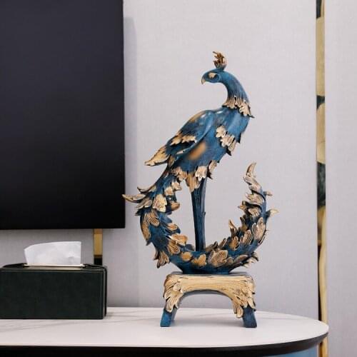 Vintage Table Figurines Animal Nordic Art Peacock Living Room Luxury Figurines Design Resin Accessoires Home Decoration DM50GT