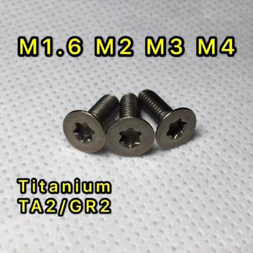 10PCS M1.6 M2 M3 M4 GB2673 Pure titanium Countersunk head Plum screw Anti-theft screws Six-Lobe bolts