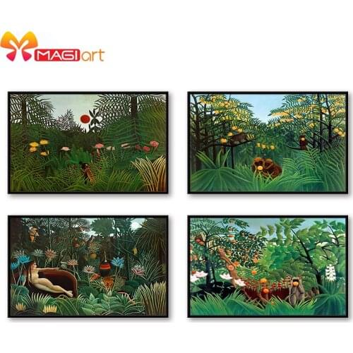 Cross stitch kits Embroidery needlework sets 11CT water soluble canvas patterns 14CT Animal style Animals in the forest -NCMA110