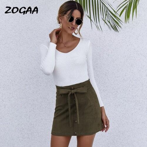 ZOGAA Skirts Women New Hot Sale Solid High Waist Lace-up A-line Autumn Winter Mini Sweet Female Patchwork All-match Daily Chic