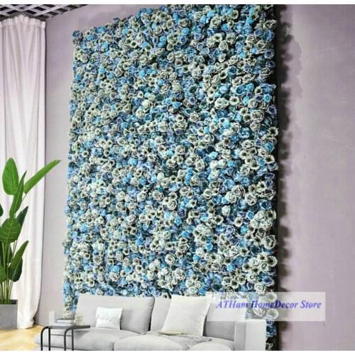 Mysterious Lake Blue Rose Silk Flower Board Artificial Flower 3D Wall Background Wedding Photography Party Home Wall Decoration