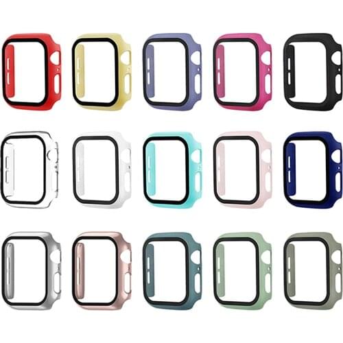 Watch Cover PC Protector Case For Apple Watch 5 4 3 2 1 Cover Clear 3D Tempered Glass Film PC Protective Case Watch Accessories