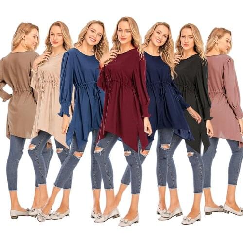 Plus Size Blouse and Shirt Women Muslim Tops Solid Slim Fit Shirts Blusas Women Islamic Clothing Camisas Mujer Ropa Chemise