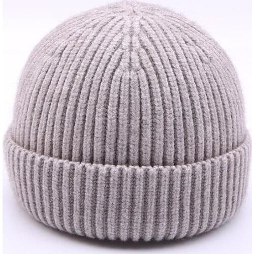 TJ-TianJun Solid Color Women Hat Hippie Yuppie Knitted Hat Man Autumn Winter Rogue Melon Skin Wool Hip Hop Cold Hat Fashion New
