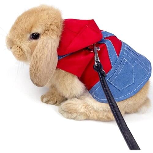 Small Animal Harness Vest Cotton Suit Outing Walking for Rabbit Ferret Guinea-pig Bunny Hamster Small Pet Clothes