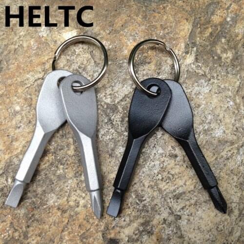 1Set Stainless Steel Mini EDC Key Shape Multifunction Screwdriver Key Shape Slotted Screwdrivers Keychain Pocket Repair Tool