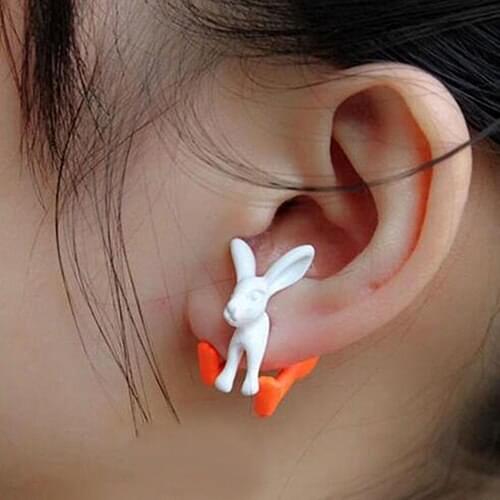 Hot 1Pc Womens Cute Rabbit Animal Alloy Ear Stud 3D Bunny Earring Fashion Jewelry 6Y4W 7G64 BD7G
