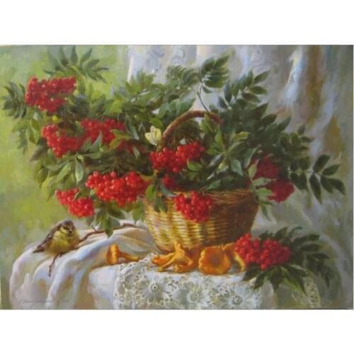 100% Handmade Wall Painting Flower for Dinning Room Kitchen Modern Canvas Wall Art Picture Fruit Basket Home Decoration