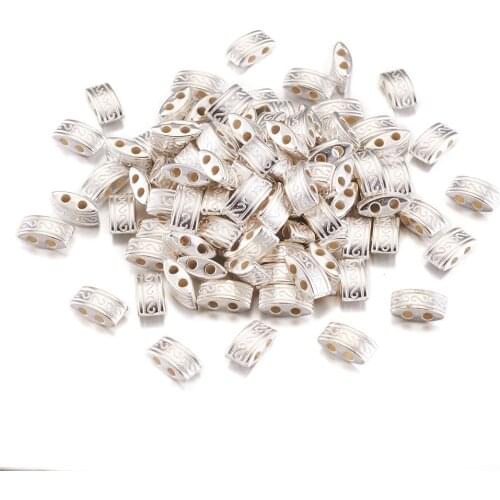 100pcs Rectangle 2-Hole Alloy Bead Spacer Bars Tibetan Style Multi Strand Link Connectors Separator for Bracelet Jewelry Making