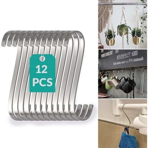 12pcs Hooks Flat Hanger Kitchen Garden Hanging Utensil Home Storage Hook For Kitchen Bathroom Organizer Holder Tools