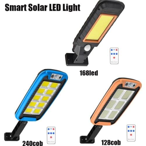 128/240COB Solar LED Street Light Waterproof PIR Motion Sensor Smart 3Modes Remote Control Outdoor Garden Security Wall Light
