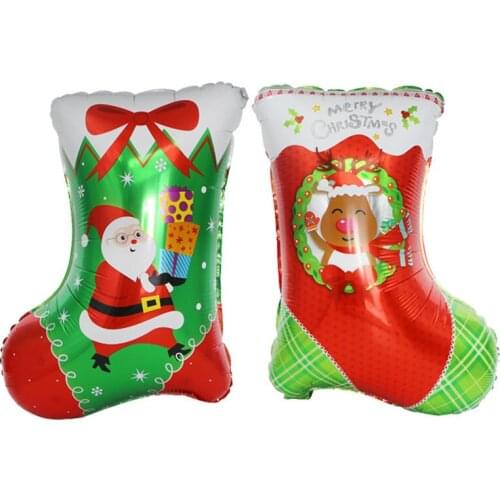 2 Kinds 62*46cm 2019 Cartoon Santa Claus Elk Boots Shape Foil Balloon Aluminum Kids Gift New Year Room School Dinning Room Decor