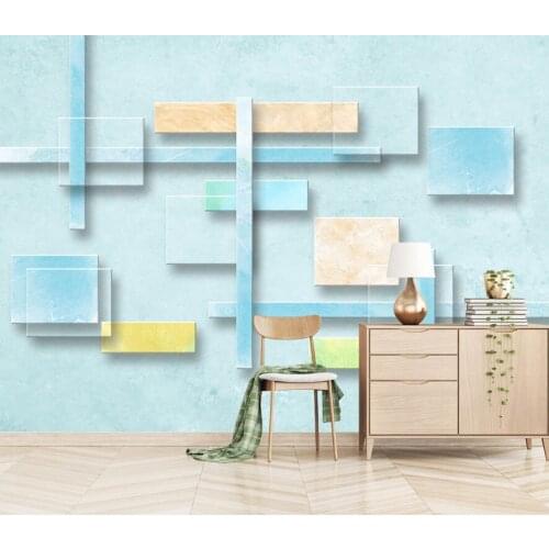 3D Wall Wallpaper For Walls Cartoon 8D wall stickers for Kids rooms Wallpaper paper mural 3d block photo Wall Mural
