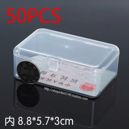 50pcs Rectangular transparent plastic box PP-5 sundries storages cards collections coin screw medicine small debris boxes