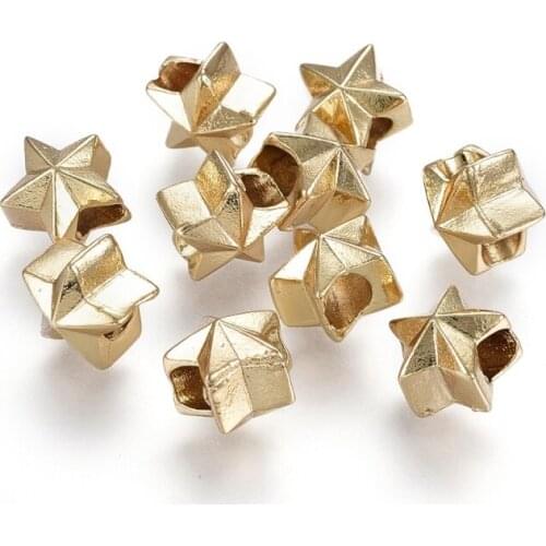50pcs Tibetan Style Alloy Star Beads for jewelry making,Lead Free & Nickel Free & Cadmium Free,10x9mm F80