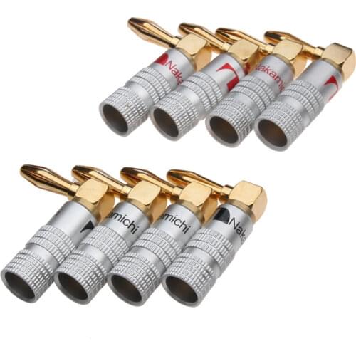 4PCS Nakamichi Banana Plug Right Angle 90 Degree 4mm Gold-Plated Video Speaker Adapter Audio Connector Banana Connectors