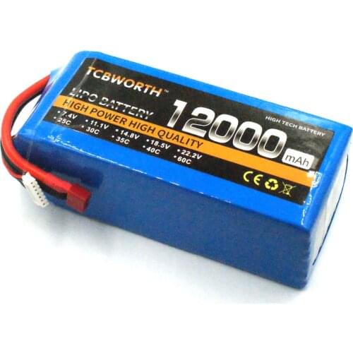 RC LiPo Battery 6S 22.2V 12000mAh 25C For RC Helicopter Quadrotor Car Airplane Aircraft Models 6S RC Lithium Batteries
