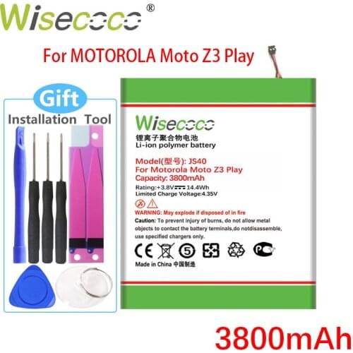 WISECOCO 3800mAh JS40 Battery For MOTOROLA Moto Z3 Play XT1929-1 XT1929-4 XT1929-5 XT1929-6 XT1929-8 Phone High Quality Battery