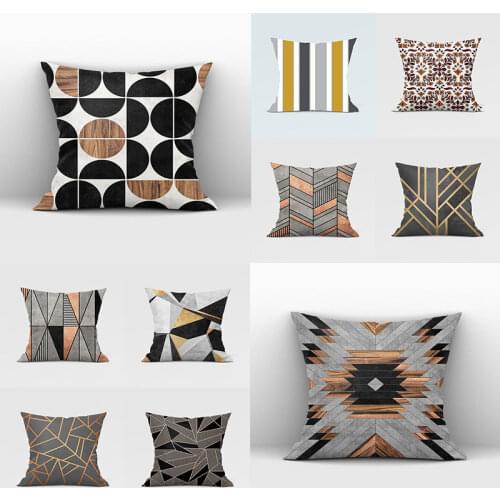 Wood Background Mable Throw Pillow Case Geometry Ethnic Tribal Pattern Cushion Covers for Home Sofa Chair Decorative Pillowcases