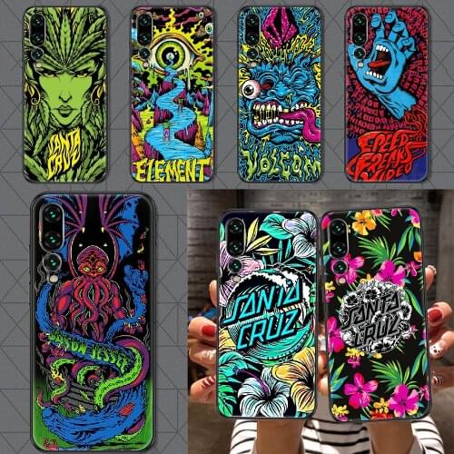 Santa Cruz Skateboards Phone case For Huawei P Mate P10 P20 P30 P40 10 20 Smart Z Pro Lite 2019 black trend prime 3D back