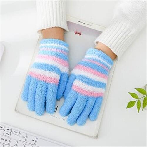 Ms manufacturers selling winter stripe coral fleece refers to all students lovely warm gloves jelly color cycling gloves ST-061