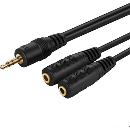 GUSUO AUX 3.5mm 1/8 inch Stereo Male To 2 Female Jack Adapter Audio Y splitter Cable 327
