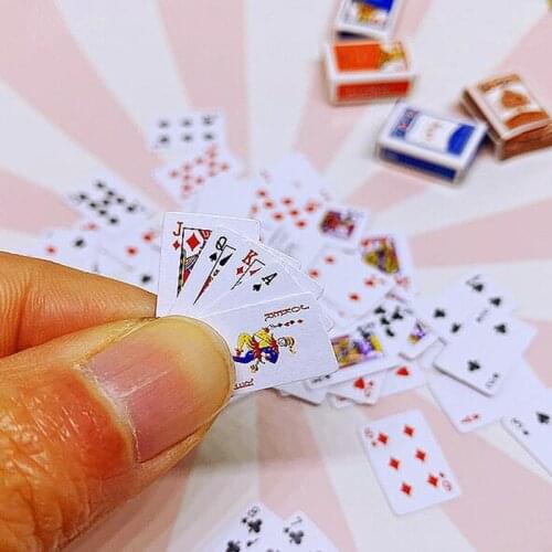 Mini Game Poker Pocket Solitaire Mini Playing Card Mini Doll Accessories Home Decoration 1.5*1 cm