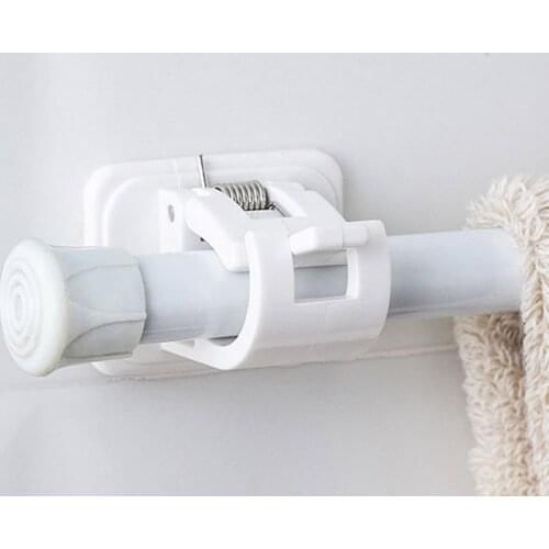 2pcs Self Adhesive Clamp Hooks Organizer Rails Rack Home Storage Hanging Rod Clip Towel Bar Hanger Bathroom Clip