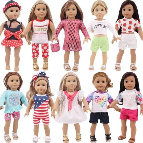 Doll Clothes 2Pcs/Set Doll Baby Dress Skirt Fit 18 Inch American Doll&43 Cm Baby New Born Reborn Doll, Our Generation Girl`Toy