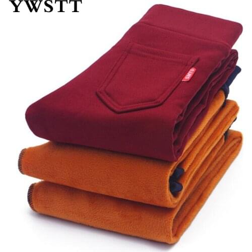 Girls Plus Velvet Thickening Leggings 2018 New Knit Double Pants Winter childrens Warm Boots Pants childrens trousers