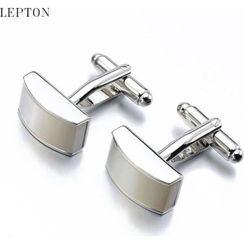Lepton Jewelry Shell Cufflinks For Mens French Shirt Cuffs Cufflink High Quality Gift Party Gemelos Wedding Shirt Cuff links