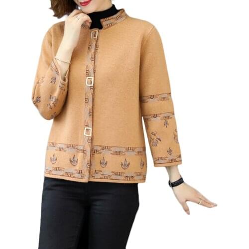 New Spring Autumn Outerwear Fashion Middle-aged Women Plus Size Knit Sweater Cardigan Single Breasted Casual Sweaters Coats 4XL