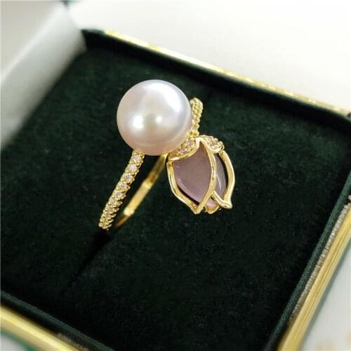 New Rose Flower Ring Mountings, Ring Findings, Adjustable Ring Jewelry Parts Fittings Charm Accessories Gold Plated Jewellery