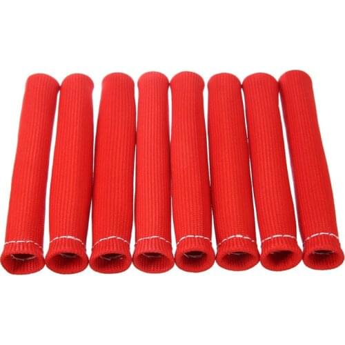 New 8pcs 2500F Car Spark Plug Wire Boots Protector Sleeve Heat Shield Cover Red Car Spark Plug Harness Protector Accessories