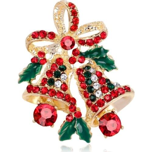 New Christmas Heart Flower Wreath Enamel Brooches For Women Men Rhinestone Bowknot Garland Brooch Pins Gifts