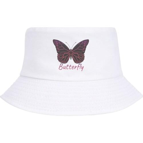 Butterfly Print Pink Fashion Bucket Hats for Girls Summer Beach Panama Men Caps Women Sun Fishing Outdoor Fishermens Hat