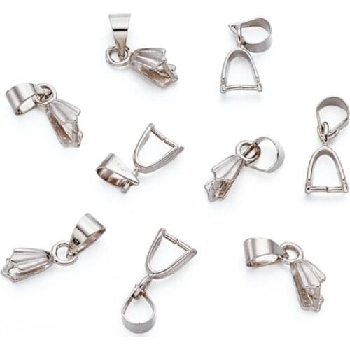 Pandahall 100pcs Iron Pinch Bails Clasps Connector for Earring Jewelry Making Ice Pick Nickel Free Platinum Color About 15mmLong