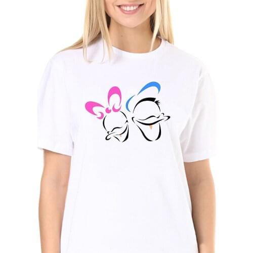 Disney Duck Donald Daisy Lovers Couple Tshirt Summer Funny Women Casual Tshirt Girls Tops Harajuku Clothing Dropship
