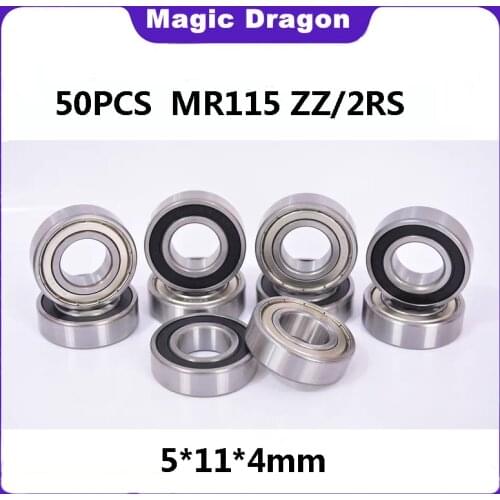 MR115ZZ/2RS 5*11*4(mm) 50pieces free shipping bearing ABEC-3 rubber Sealed Miniature Mini Bearing MR115 chrome steel bearings