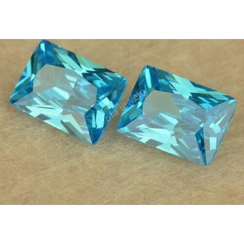 Sale 3X5~13x18mm Light Sea Blue CZ Gems Aquamarin-e Rectangle Shape Baguette Cut Loose Lab Make Cubic Zirconia Stone For Jewelry