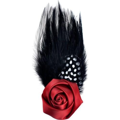 Luxury elegant flower feather corsage designer pins brooches for women men wedding suit accessories valentines day gift