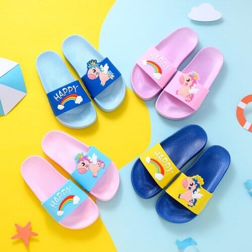 Unicorn Sandals For Girls Boys Infant Baby, Childrens Slippers Girl for Home Soft Bottom Non-slip Pink Blue Flip Flops Indoor