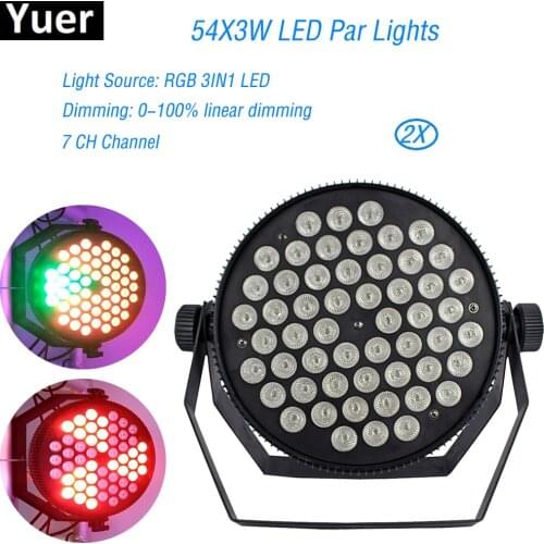 2Pcs/Lot DMX Stage Lighting Outdoor Flat Slim LED PAR Light 54X3W RGB 3IN1 Disco Dj Equipment Event Wedding Light Decoration