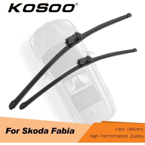 KOSOO For Skoda Fabia Hatchback/Combi ,Model Year From 2000 To 2018 Fit Push Button/J Hook Arms Auto Natural Rubber Wiper Blades