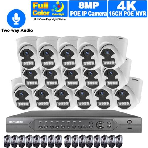 16CH NVR Kit 5MP POE IP Camera Set 4K CCTV Indoor Home Security Camera System Color Night Vision CCTV Video Surveillance System