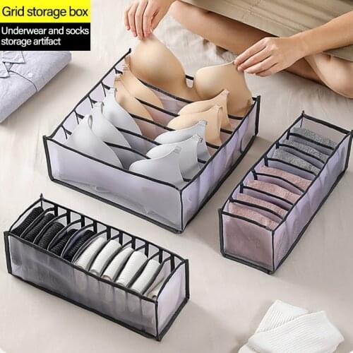 6/7/11 Grids Bra Organizer Foldable Drawer Organizer Dormitory Closet Organizer for Socks Home Separated Underwear Storage Box
